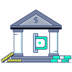 
Vector of cash deposit, financial institute 
