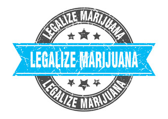 legalize marijuana round stamp with ribbon. label sign