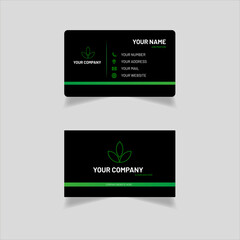 Dark Black and Green Colored Business Card Stock Vector Template
