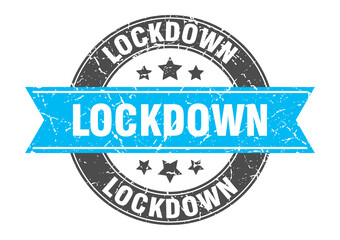 lockdown round stamp with ribbon. label sign