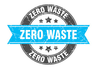 zero waste round stamp with ribbon. label sign