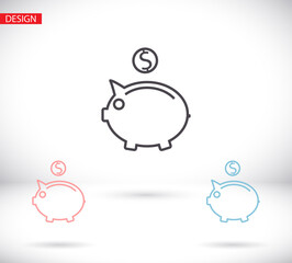 piggy bank vector icon. lorem ipsum Flat Design JPG