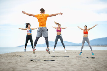 Fitness training on the beach