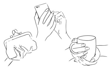 Vector icon hand with manicure nail design