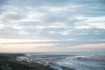 The oerd on Ameland during the sunrise, a beautiful nature area where thousands of water birds breed, Wadden Island, protected nature area, Friesland, the Netherlands