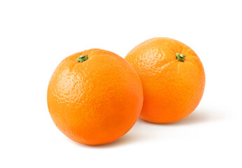  Two Oranges isolated on white background. Clipping path.