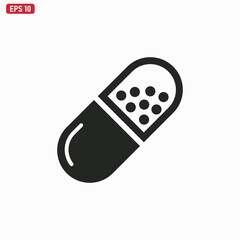 Capsule icon vector . Pill sign