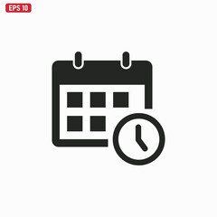 Calendar icon vector . Calendar with clock