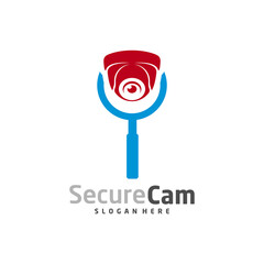 CCTV Camera with Search Logo Design Vector Template, Concept Symbol, Icon