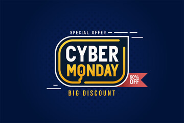 Cyber monday gadget big discount 60% off banner template promotion