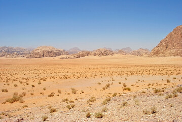 Fototapeta na wymiar Sand terrain of Wadi Rum desert