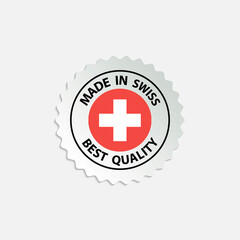made in Swiss vector stamp. badge with Swiss flag	
