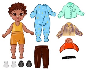 Paper baby doll with seasonal clothes