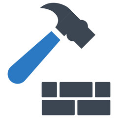 Brick Hammer Masonary Tool Concept vector Icon design, civil engineering and construction Symbol on White background 