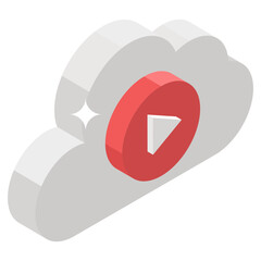 
Video sign inside cloud, online video or cloud video icon.
