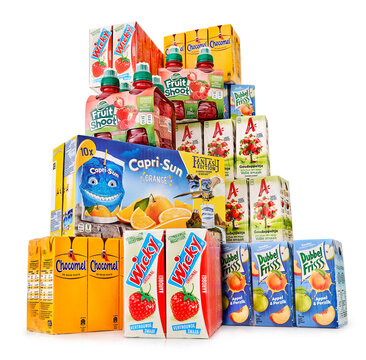 Netherlands, Haarlem - 14-06-2019: carious types of drinks in a studio setting, isolated on white