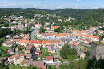 Fototapeta premium Panorama of the city of Vranov, South Moravia, Czech Republic