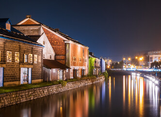 北海道　小樽運河　夜景