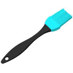 Blue silicone cooking brush isolated on white background. Plastic kitchen brush, kitchen utensil. Vector illustration