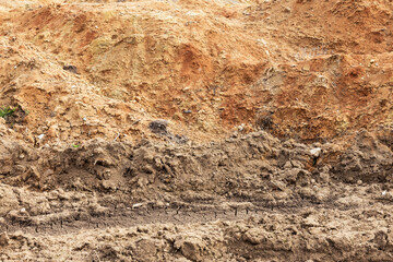 Red soil earth texture background realistic closeup background. Texture of land dried up by drought.
