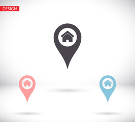 Map pointer house vector icon , design Map pointer house illustration for web. Flat style Map pointer house