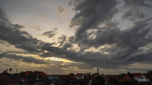 sunset time sky bali island sanur district cityscape rooftop timelapse panorama 4k indonesia
