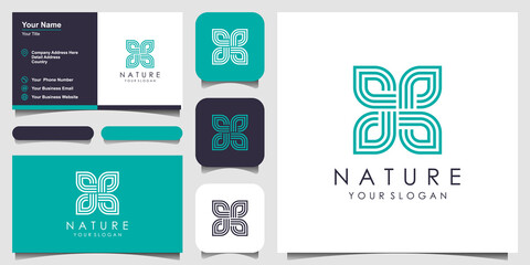 Fototapeta premium Creative elegant floral rose with leaf element logo design and business card. logo for beauty, Cosmetics, yoga and spa.