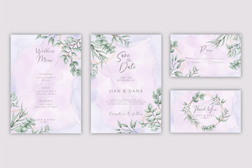 Watercolor floral wedding invitation template set bundle pack