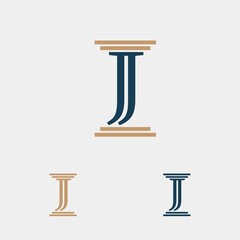Letter J Pillars vector design illustration
