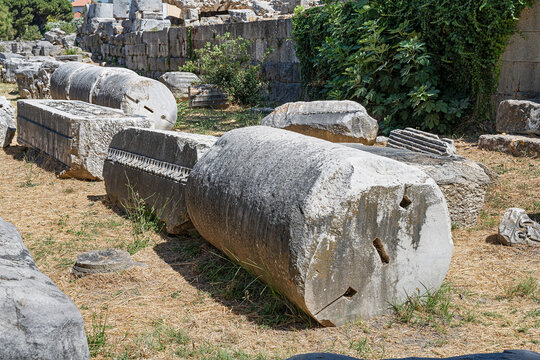 Am Boden liegende S&auml;ule, Areopag, Kos-Stadt, Insel Kos, Griechenland
