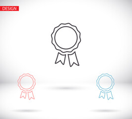 Medal, winner, winner flat vector icon. Breast cancer awareness. Black and white ribbon. vector icon World Breast Cancer Day concept. Vector illustration. vector icon Women's Health Concept