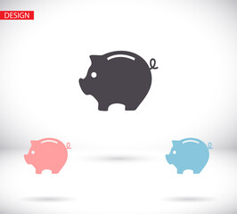 coins piggy bank outline flat vector icon. Single high quality outline logo symbol for web design or mobile app vector icon. Thin line coins piggy bank logo. vector icon gray icon pictogram isolated