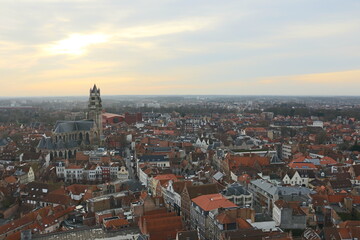 Fototapeta na wymiar View of the from the tower of Bruges