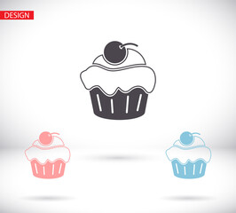 Cupcake vector icon. Two-tone version of cupcake vector icon on white and black background. vector icon Small cake designed to serve one person vector icon .