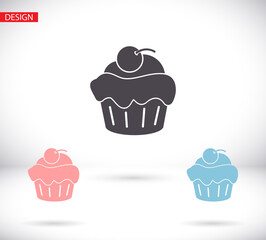 Cupcake vector icon. Two-tone version of cupcake vector icon on white and black background. vector icon Small cake designed to serve one person vector icon .