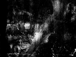 Weathered concrete wall. Rustic stone grit texture. Black stains and noise for distressed effect. Old worn vintage overlay. White paint brushed stroke. Monochrome old concrete wall background