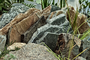 Unusual composition of large flat relief stones.