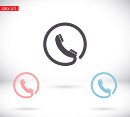 Phone vector icon in trendy flat style isolated on grey background. Handset vector icon with waves. Telephone symbol for your design, logo, UI. vector icon illustration