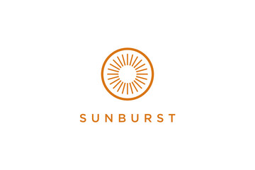 Abstract Sun Logo. Vintage Sun Icon with Geometric Radial Rays of Sunburst isolated on White Background. Usable for Business and Nature Logos. Flat Vector Logo Design Template Element