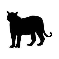 Standing Indochinese Tiger (Panthera Tigris Corbetti) On a Side View Silhouette Found In Map Of Southeastern part of Asia. Good To Use For Element Print Book, Animal Book and Animal Content