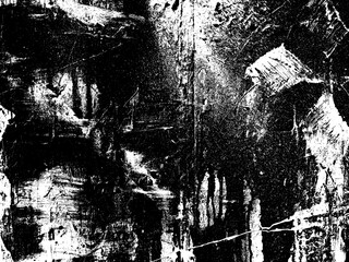 Fototapeta premium Weathered concrete wall. Rustic stone grit texture. Black stains and noise for distressed effect. Old worn vintage overlay. White paint brushed stroke. Monochrome old concrete wall background