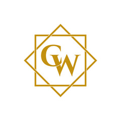 Naklejka premium Letter CW luxury logo design vector