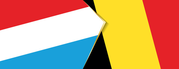 Luxembourg and Belgium flags, two vector flags. - obrazy, fototapety, plakaty