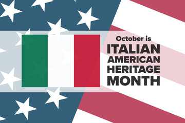 Italian-American Heritage Month. Holiday concept. Template for background, banner, card, poster with text inscription. Vector EPS10 illustration.
