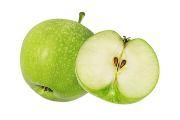 Fresh green apple isolated on white background with clipping path
