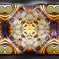 3D rendering of plastic background with embossed fractal on leather
