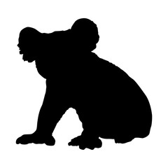 Sitting Koala (Phascolarctos cinereus) On a Front View Silhouette Found In Australia. Good To Use For Element Print Book, Animal Book and Animal Content