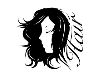 Mädchen Silhouette Haarfrisur Typografie Hair