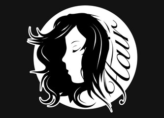 Mädchen Silhouette Haarfrisur Typografie Hair