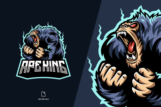 Angry Monkey Ape Mascot Character Cartoon Logo For Sport Team